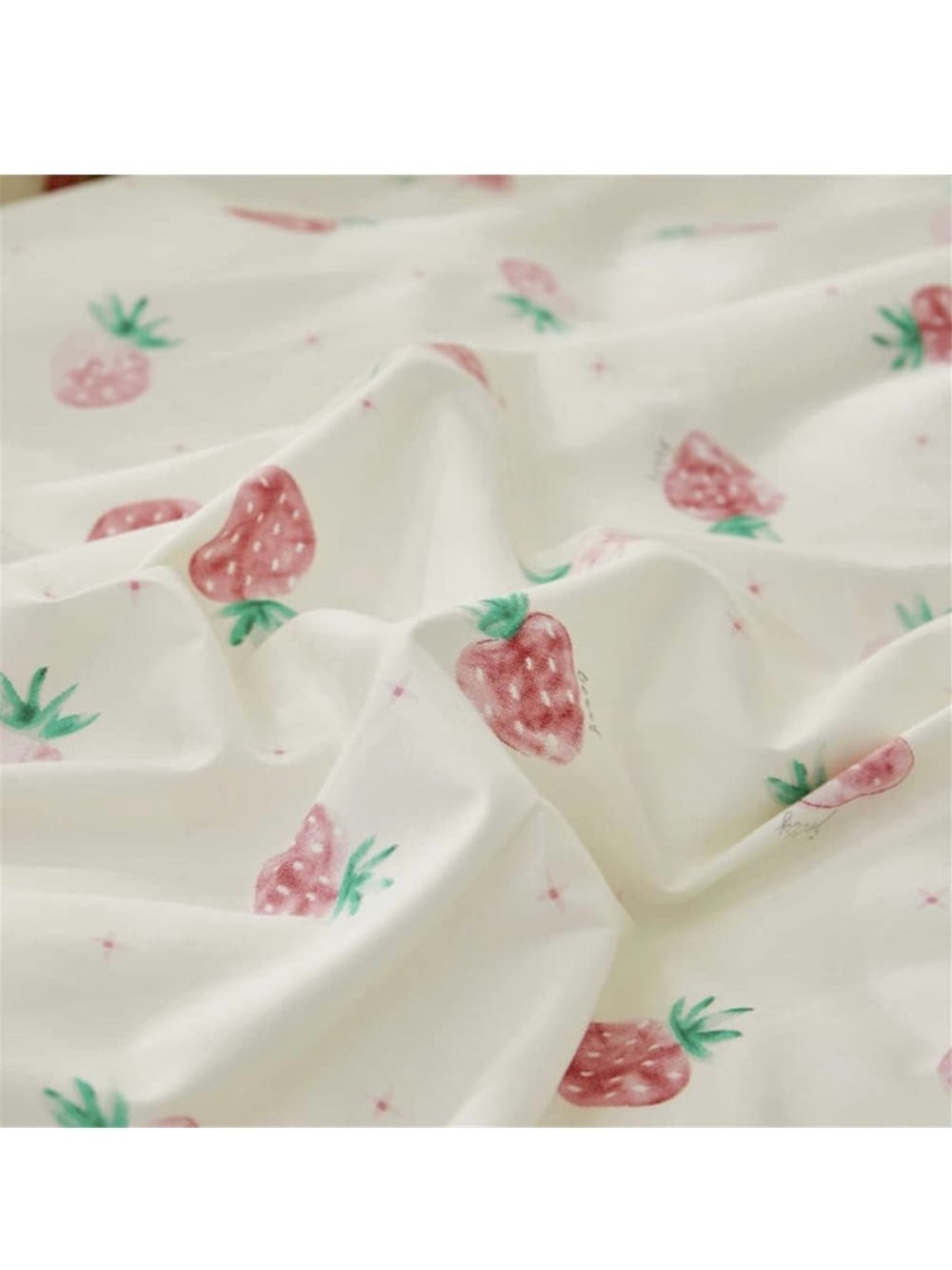 100% Cotton Queen Strawberry Print Cotton Bedding Duvet Cover Set-EUC - Picture 8 of 11